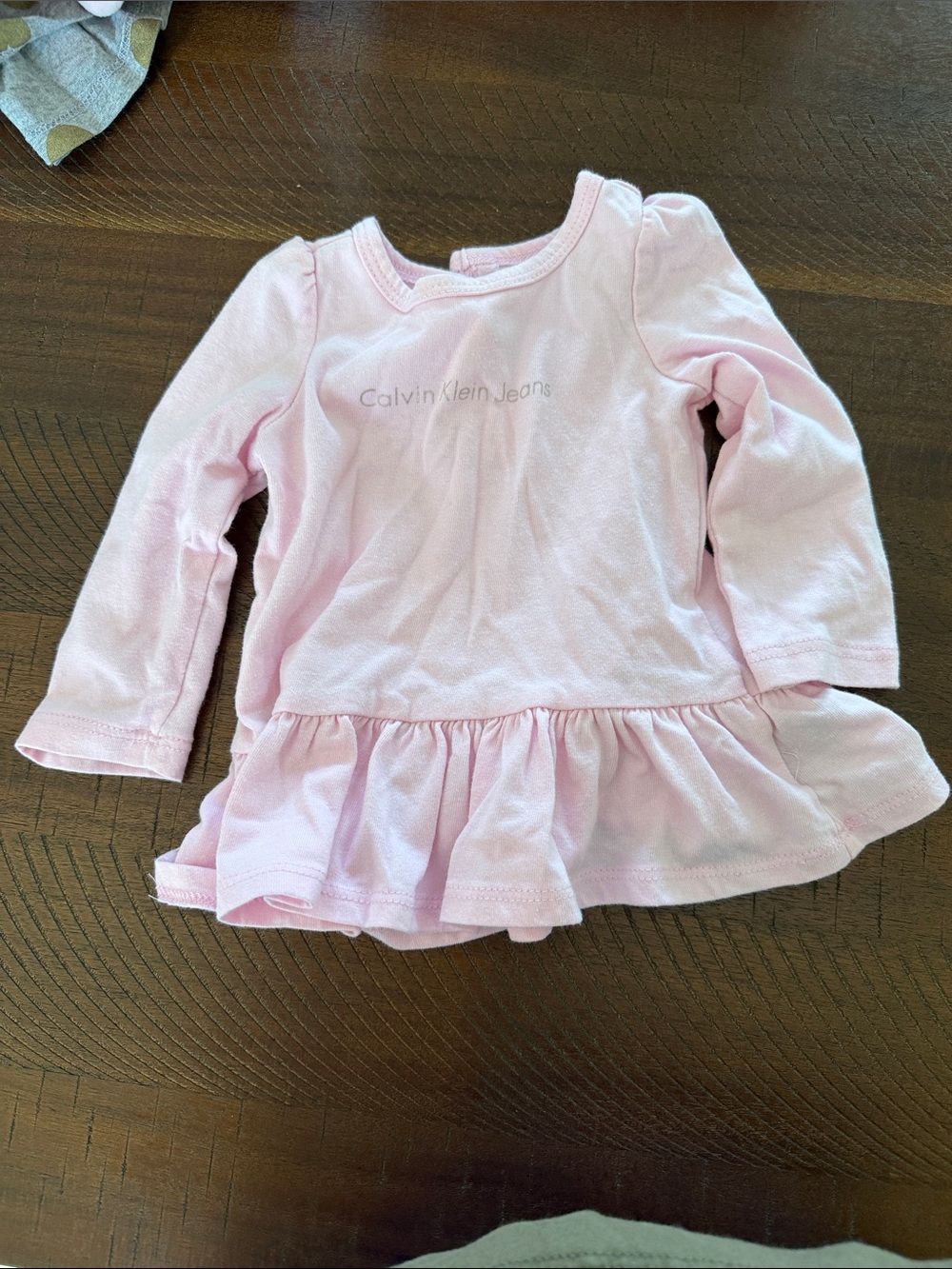 Calvin Klein Jeans Light Pink Ruffle Hem Long-Sleeve Top